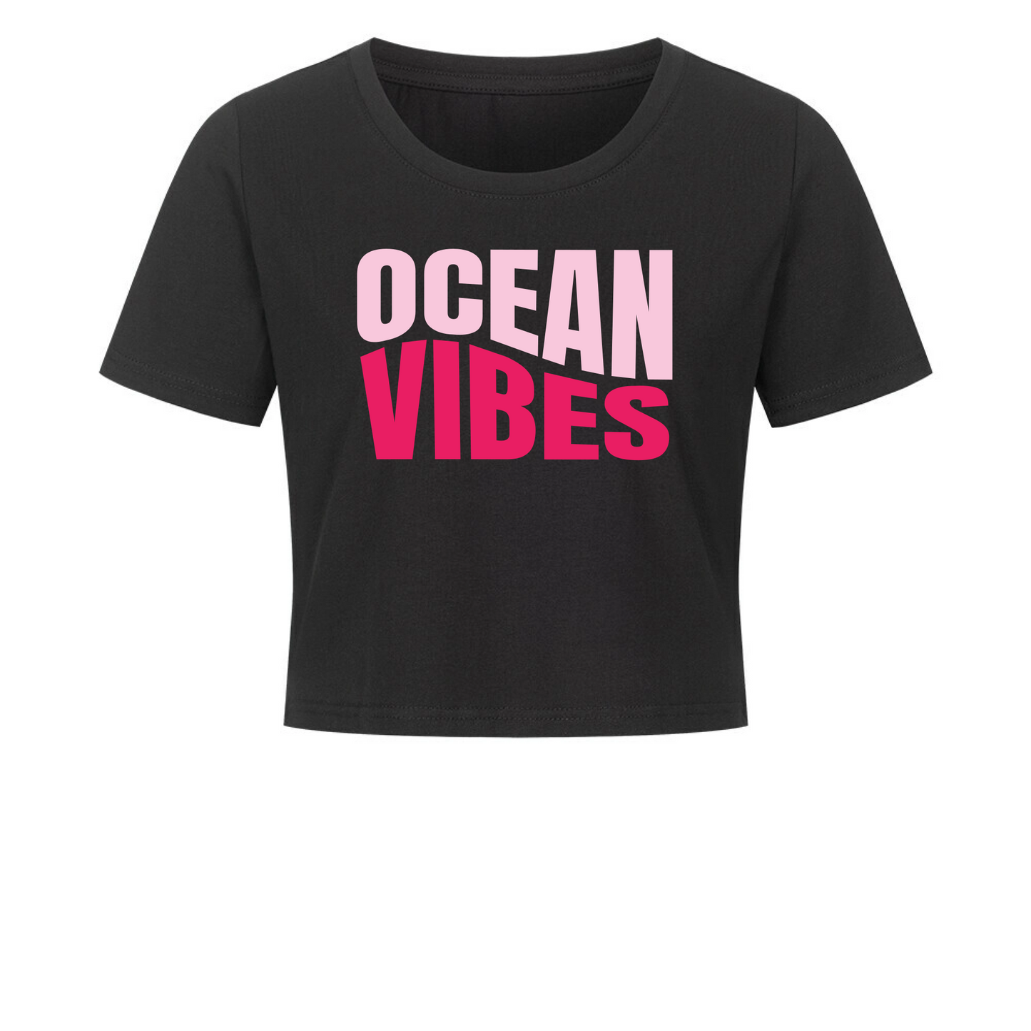 Damen Crop Top Retro Wavy Design Pink personalisiert Sommer Shirt
