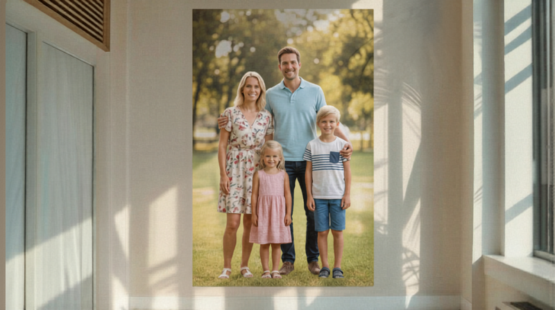 Personalisiertes Leinwandbild mit Familienmotiv für ein persönliches Zuhause