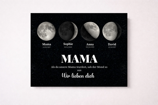 Poster Familie mit personalisierten Mondphasen Geschenk Muttertag