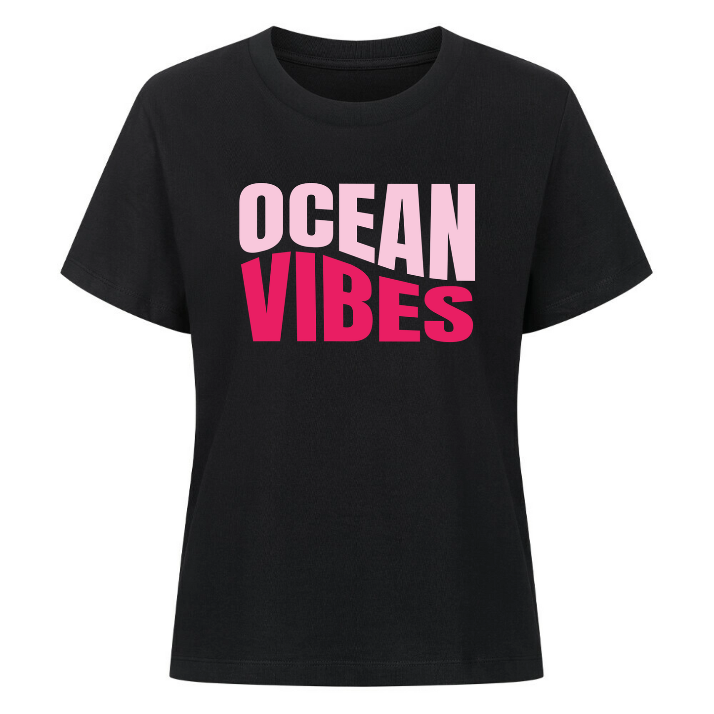 Damen T-Shirt Retro Wavy Design Pink personalisiert Sommer Shirt