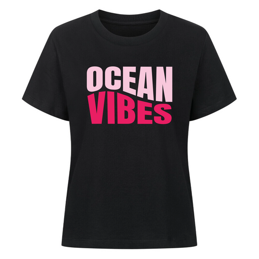 Damen T-Shirt Retro Wavy Design Pink personalisiert Sommer Shirt